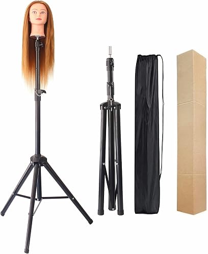 Professional Cosmetology Mannequin Head Stand, Adjustable Tripod with Carrying Bag, Black. DOES NOT COME WITH MANNEQUIN