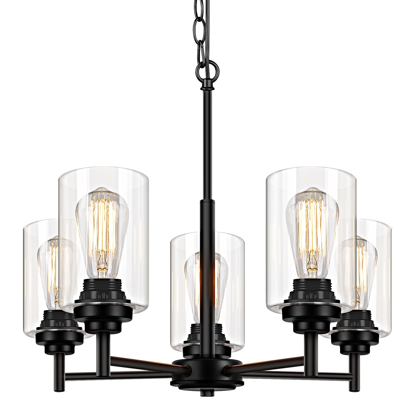 D19.8" Chandelier for Dining Room, 5-Light Black Kitchen Light Fixture โ image 1