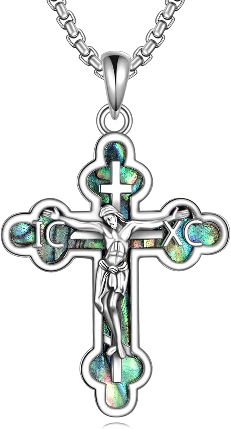 YFN Cross Necklace Sterling Silver Religious Cross Pendant Christians Jewelry Gifts for Women Men