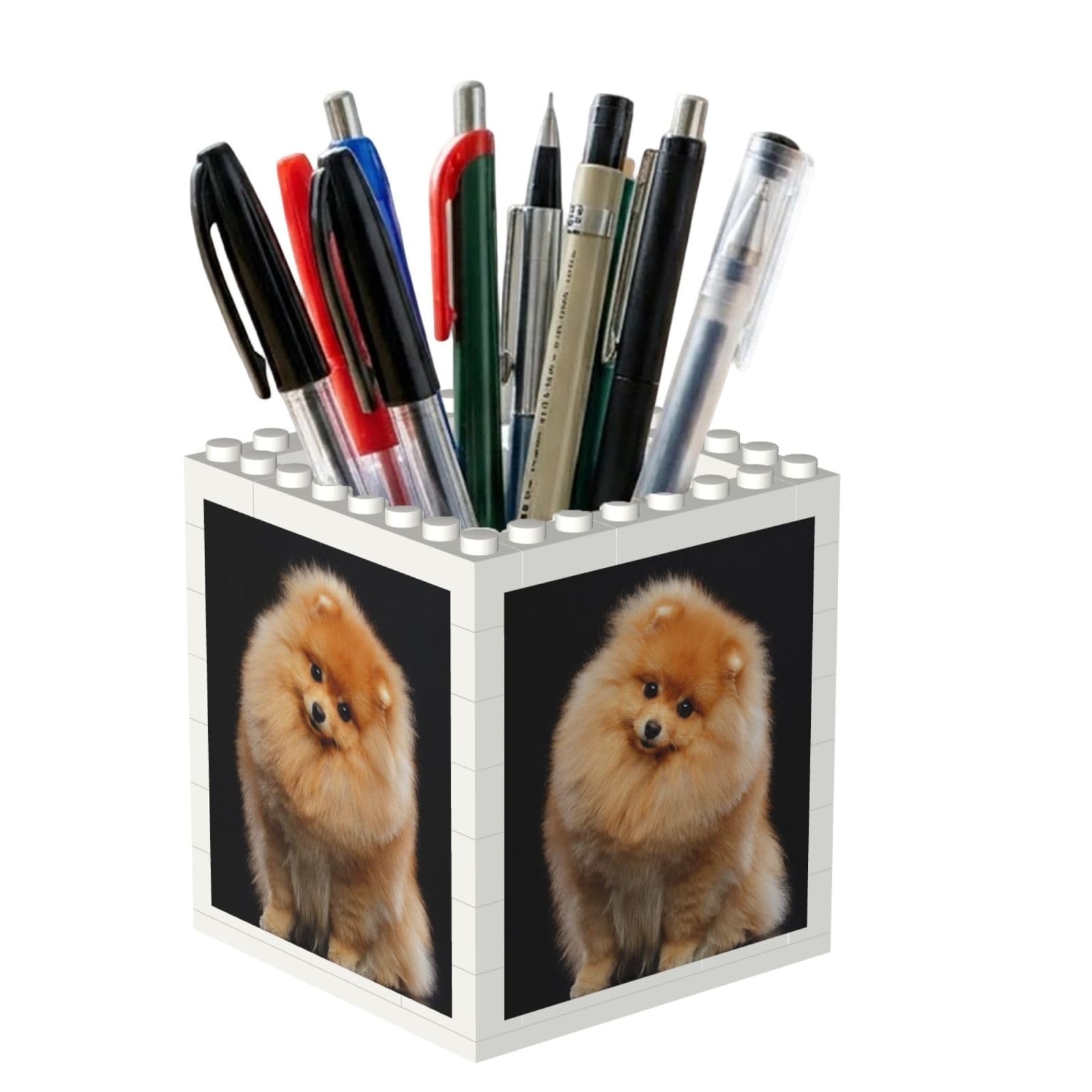Poadnly Pomeranian Dog Puppy Cute, Pen Pot Pencil Holder for Office Home School, Compact Desk Organiser for Office Stationery