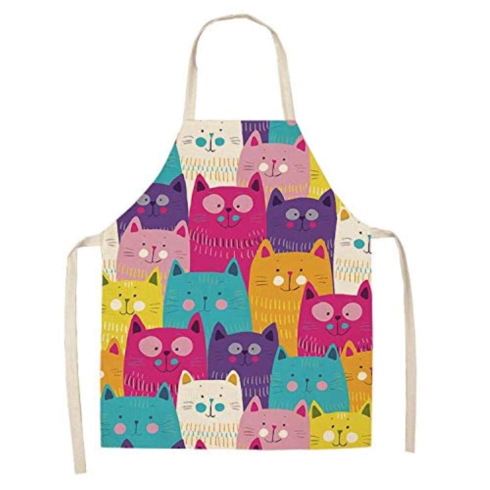 ShopINess Delantales de Cocina Gato para Adultos y Niños para Cocinar en Familia Barbacoas Fiestas Idea Regalo Gato