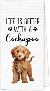 Cockapoo Gifts Dog Kitchen Towels, Gifts for Cockapoo Dog Lovers Hand Towels, Life is Better with A CockapooDog Dish Tea Towel for Kitchen Decorative, CockapooDog Bathroom Decor, 16x24In