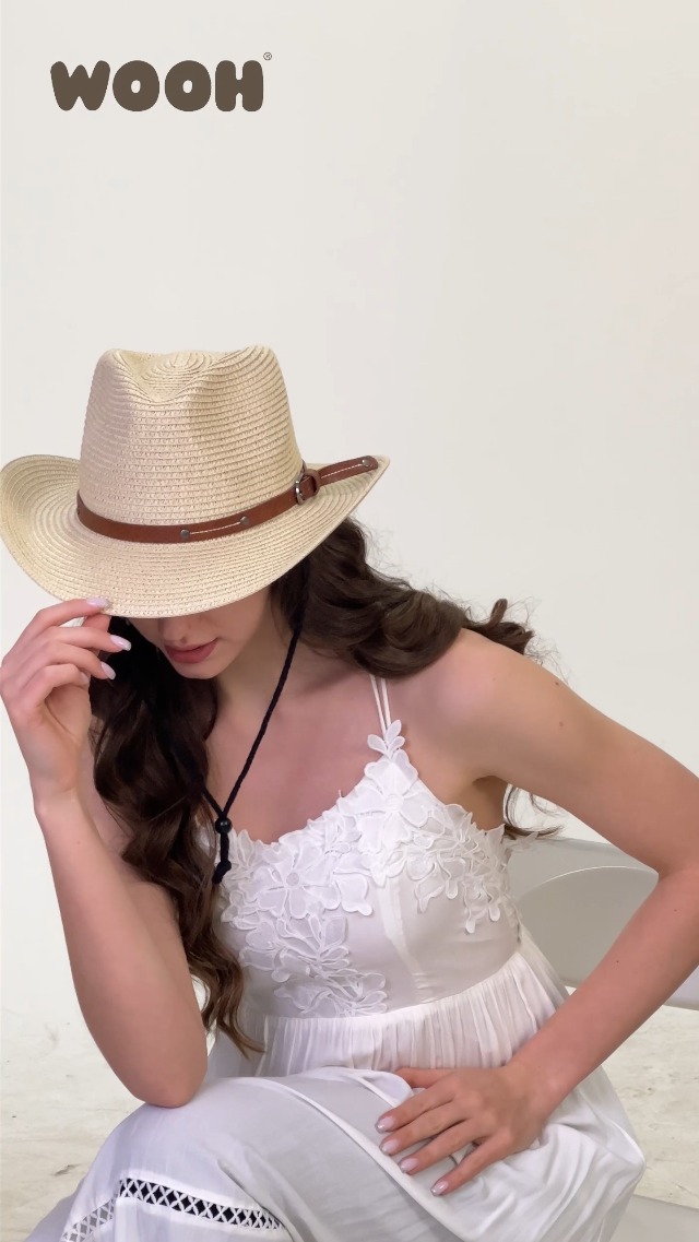 Sombrero de paja veraniego para mujer con ala ancha miniatura 7
