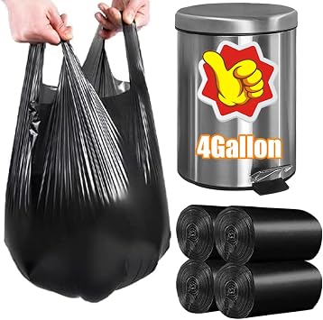 100 PCS 4 Gallon 1.2MIL Wastebasket Bags Garbage Bags Small Wastebaskets, Small Trash Bags for Office, Kitchen,Bedroom Waste Bin, Portable Strong Rubbish Bags,Black