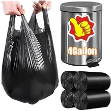 100 PCS 4 Gallon 1.2MIL Wastebasket Bags Garbage Bags Small Wastebaskets, Small Trash Bags for Office, Kitchen,Bedroom Waste Bin, Portable Strong Rubbish Bags,Black