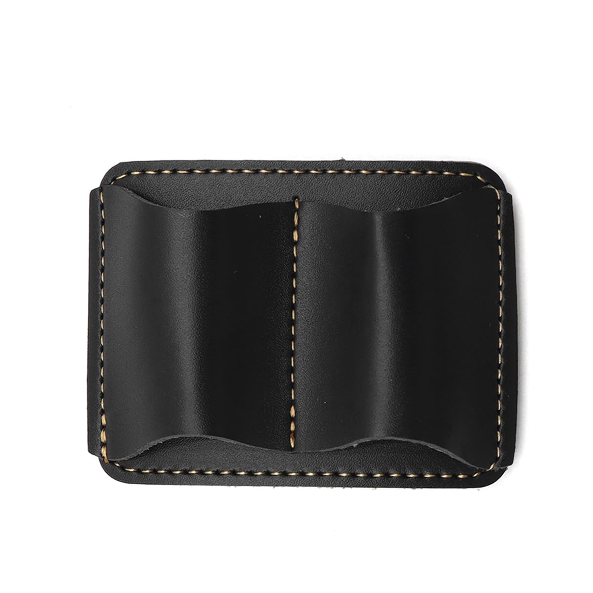 FONGKNOX Pen Loop Holder Double Clip,7.5x6cm Leather Holder Ring Organizer Pen Storage Clip, Black