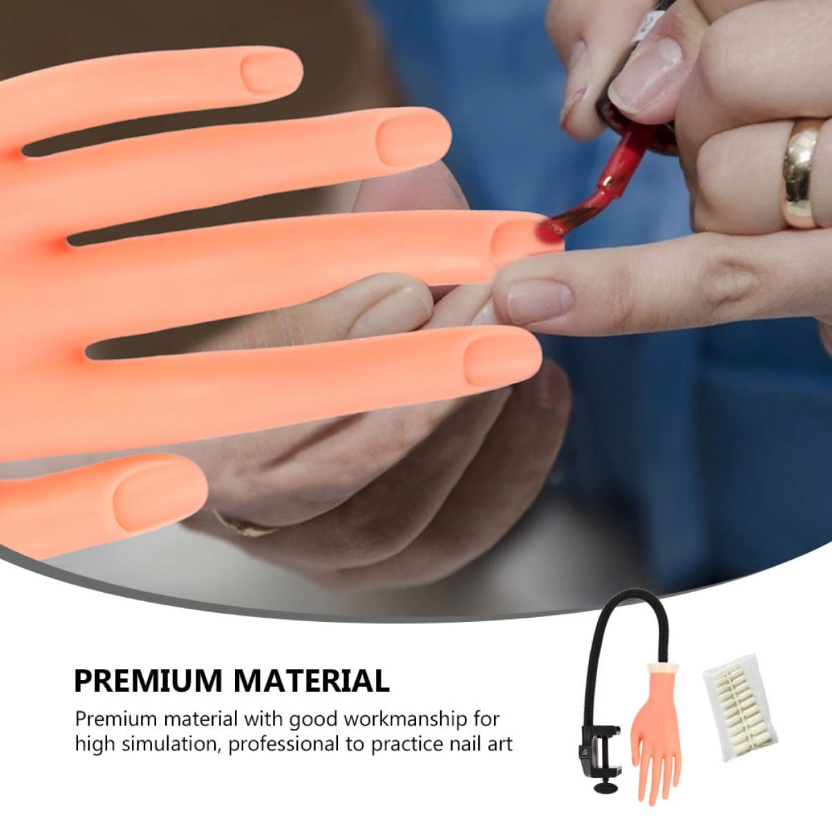 SOIMISS Flexible Silicone Fake Hand Model with Stand for Nail Art Practice 1 Set Manicure Tools for Beginners and Professionals Adjustable Fingers for Realistic Training