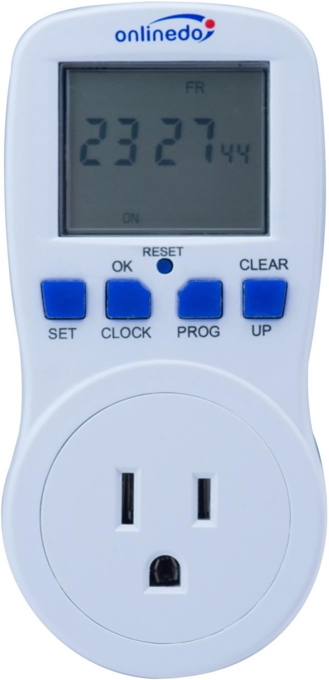 TM-01US 15A/1800W 7-Day Programmable Timer Outlet Plug-in Wall LCD Digital Electrical Timer Switch with 3-Prong Outlet