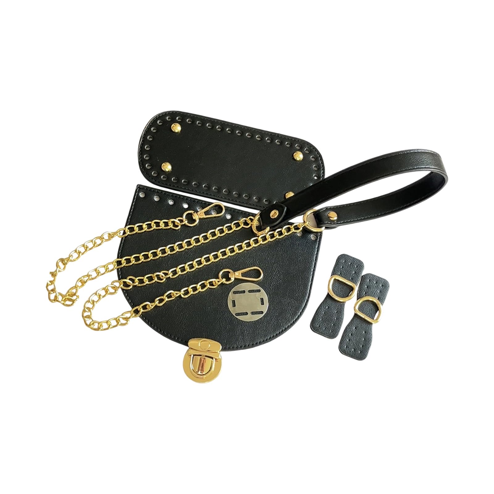 Diys PU Leather Bag Knitting Set Leather Bag Shoulder Strap/Bags Snaps Flap Cover for Crochet Handbag Shoulder Bags Hollow Handbags