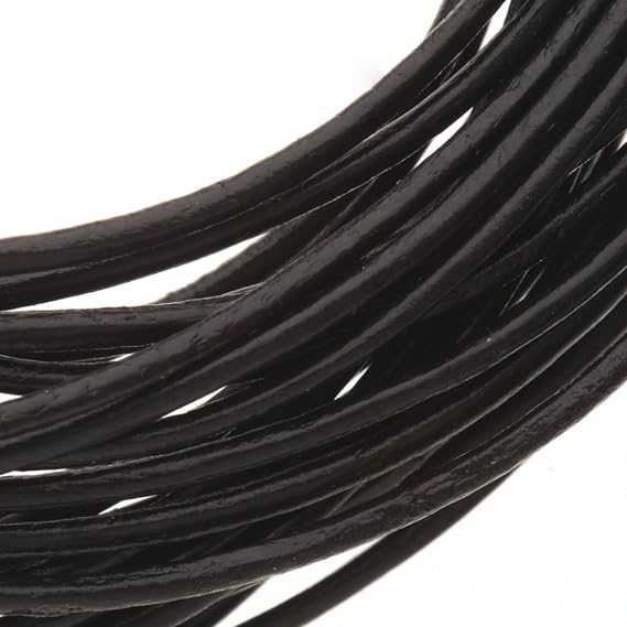 The Beadsmith Leather Cord Black .5mm Spool 5 Yards/4.5 Meters Indian Leather Thong Ideal for Braiding, Beading, Necklaces, Fine Lacing, Hair Accessories & DIY Jewelry Making