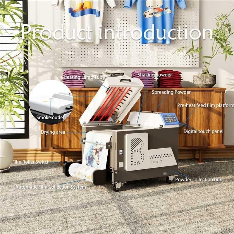 Lancelot M1630 Pro DTF Printer Bundle: Ultimate Automatic T-Shirt Printing Station w/Smart Maintenance, Mobile Workstation & Pro-Grade Equipment – Perfect for Startups & Small Businesses Printer+Powder Shaker+Stand+Laptop+Consumables