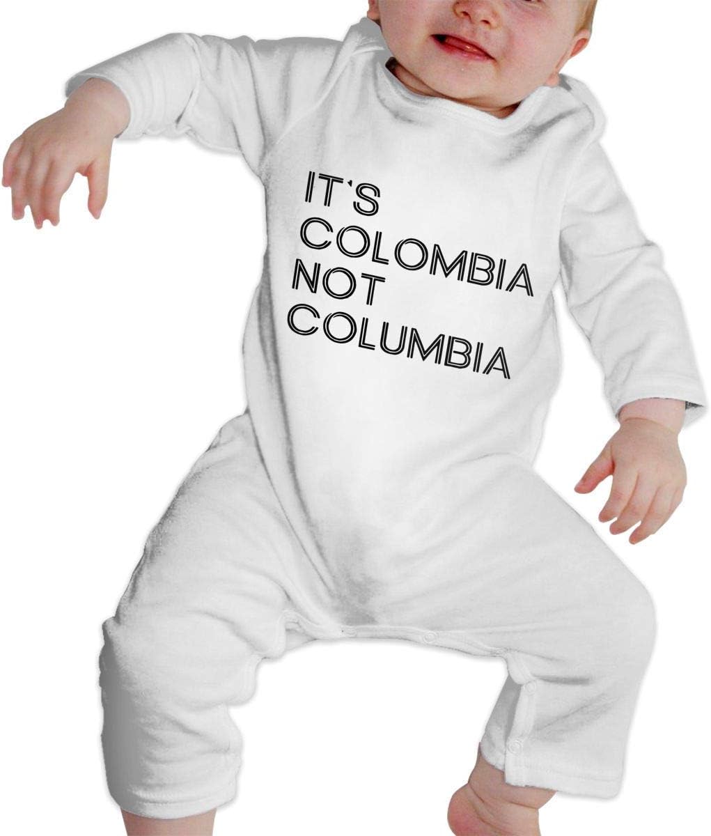 Its Colombia Not Columbia - Fun Baby Footed Romper Long Sleeve Bodysuit Jumpsuit White