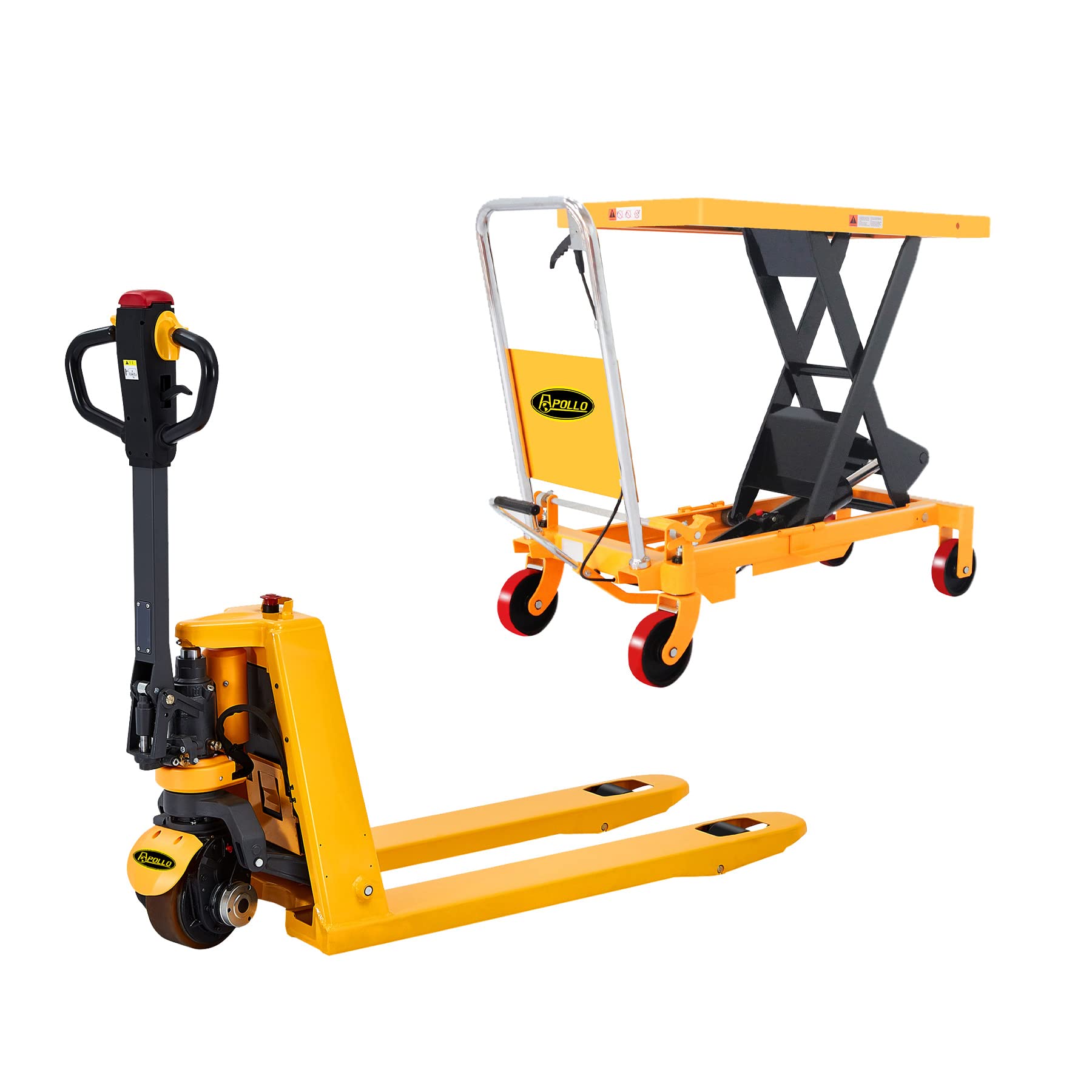 APOLLOLIFTElectric Power Lithium Battery Pallet Jack Truck 3300lb Capacity 48" x27" and Single Scissor Hydraulic Lift Table/Cart 1760lbs Capacity 39.4" Lifting Height