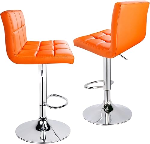 Miniatura 12 de Taburetes de bar de leopardo, moderno taburete giratorio ajustable de piel sintética con respaldo, juego de 2 (gris) Gris,Negro -,Caqui,Blanco,gris