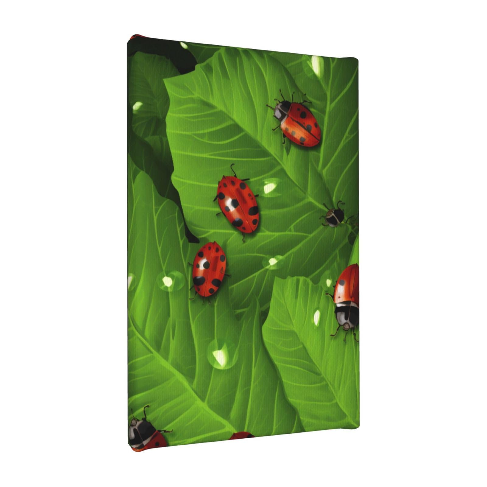 YKLJG Leaves and Ladybugs Printed Wall Art Canvas Painting 20x30 CM Wooden Framed Picture Painting Artwork Prints for Bedroom Kitchen Home Office Decor
