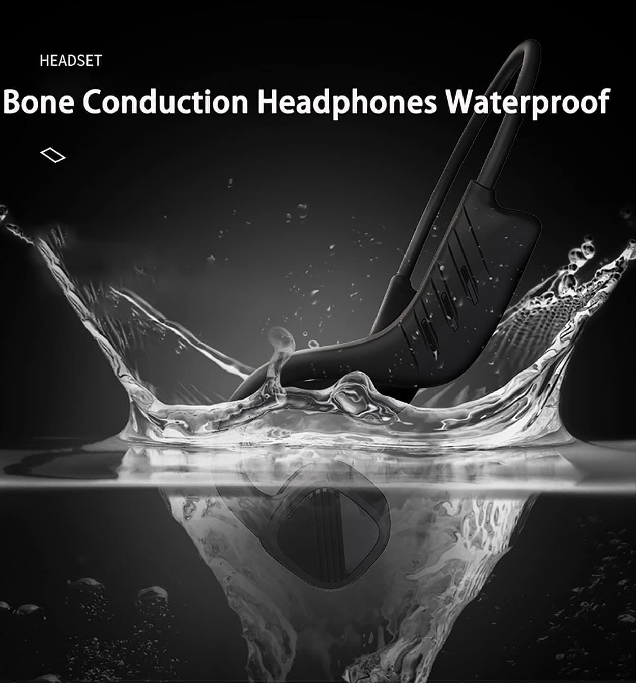 Open Ear Bone Conduction Headphones Bluetooth Swimming - Mp3 Player Sport Wireless Earphones 8H Playback Time,Waterproof for Diving Headset for Underwater Running Gym Cycling