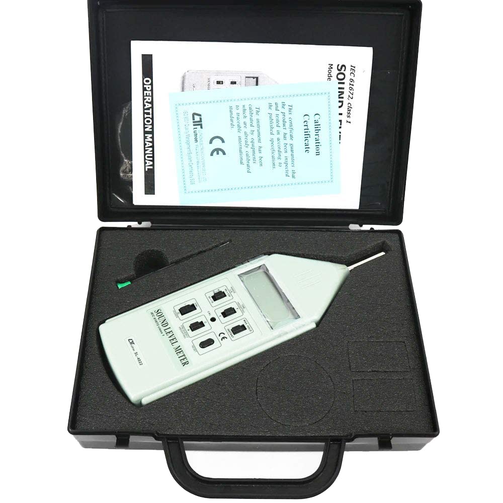 Medidor de nivel de sonido (rango: 30 a 70 dB, 60 a 100 dB, 90 a 130 dB) para industrias, ruido de vehículos, ruido ambiental junto con certificado de calibración de Lutron SL-4022
