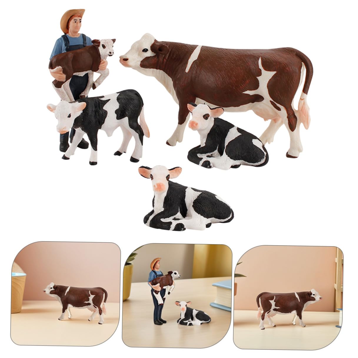 Figuras de Animales de Granja de PVC, 5 Piezas Diseño Único, Herramienta Educativa Exhibición, para Niños y Decoración