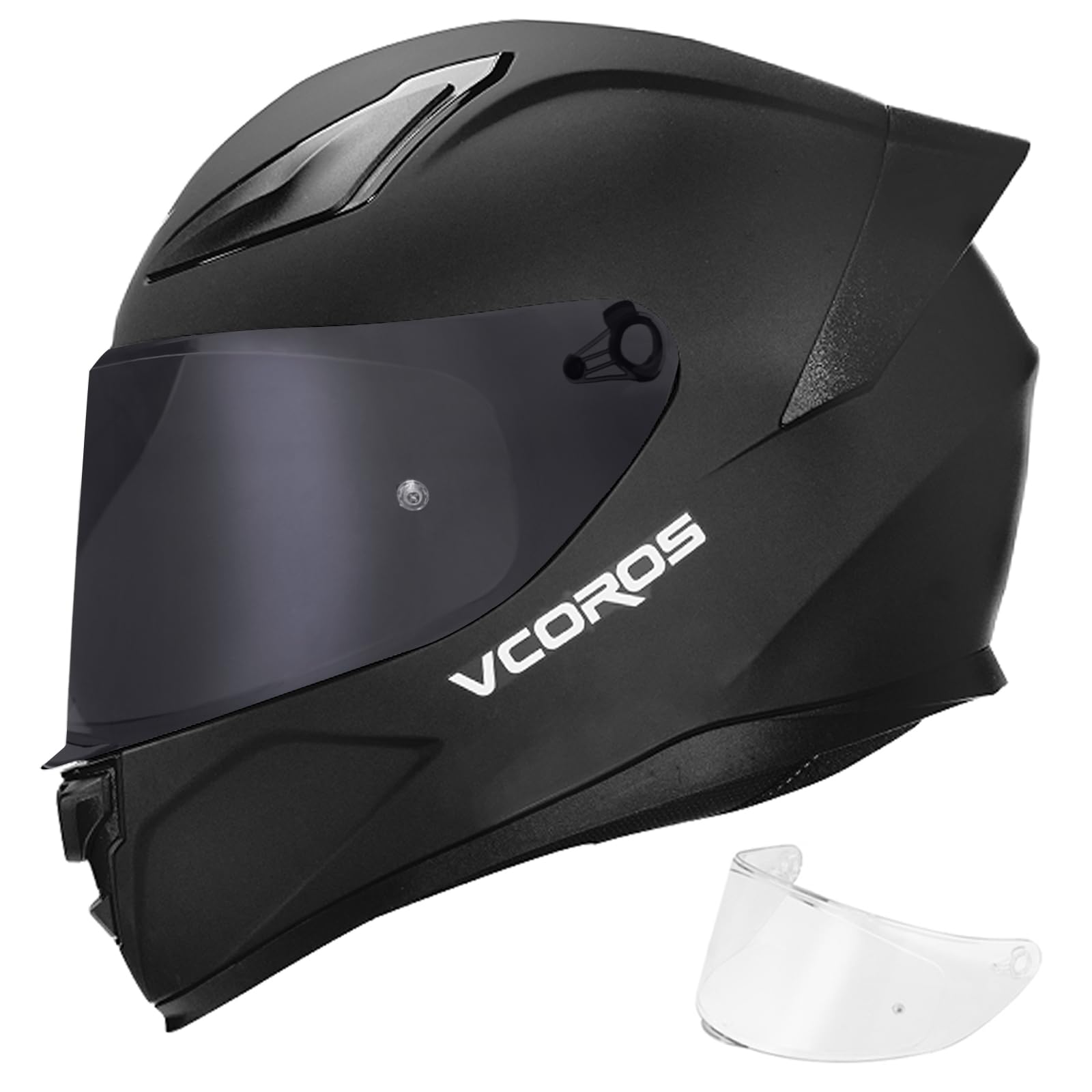 Motorcycle Full Face Helmet for Adults DOT Approved WS-609 Motorbike Street Bike Racing Helmets with Black Visor(Matte Black,L) : Automotive