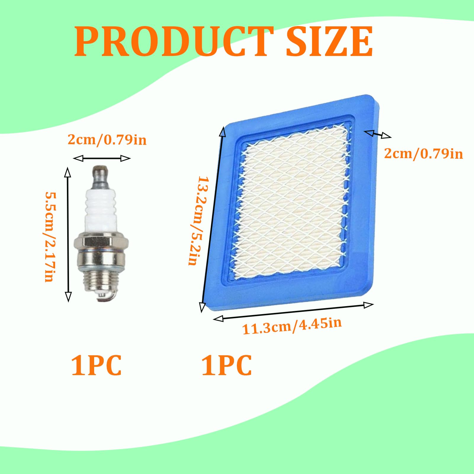 Kit Filtre à Air + Bougie L7T Pour Tondeuse Briggs & Stratton, Honda GCV - Compatible 399959, 491588S