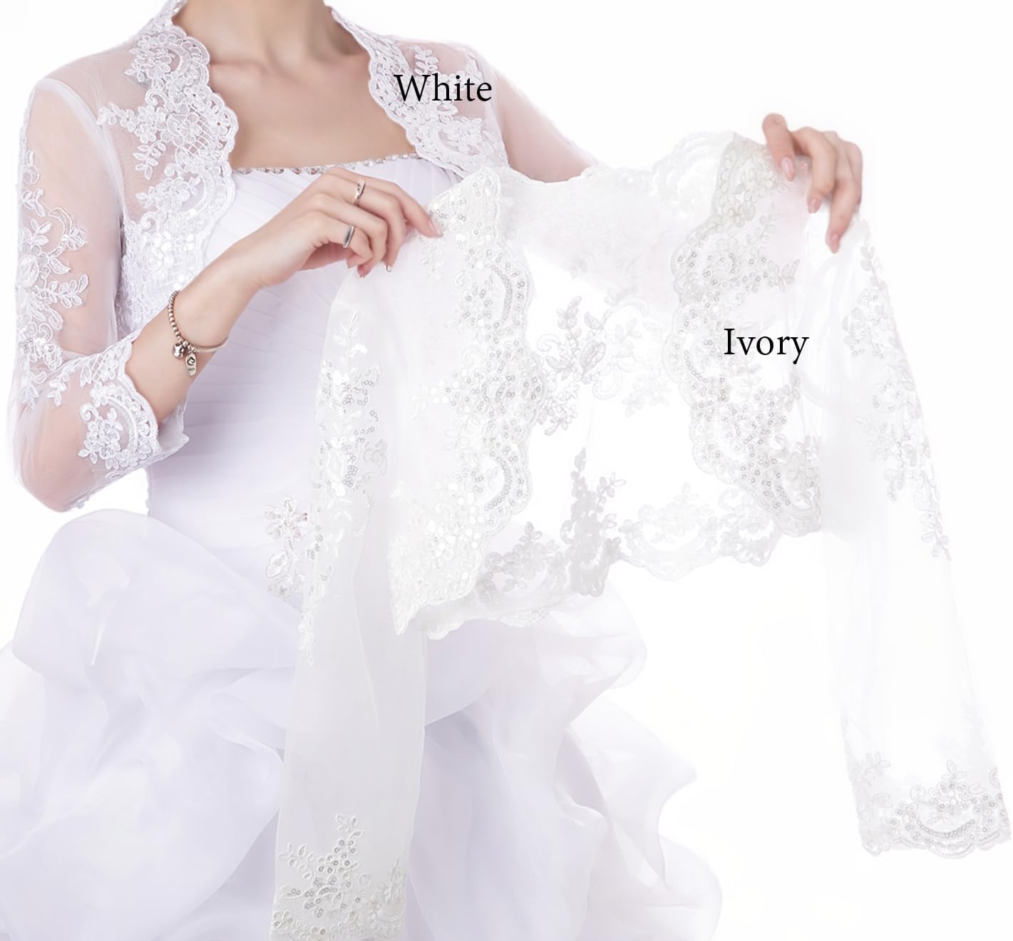 Women's Wedding Top Lace Jacket for Bride Lace Bolero Jacket Long Sleeve - Image 5
