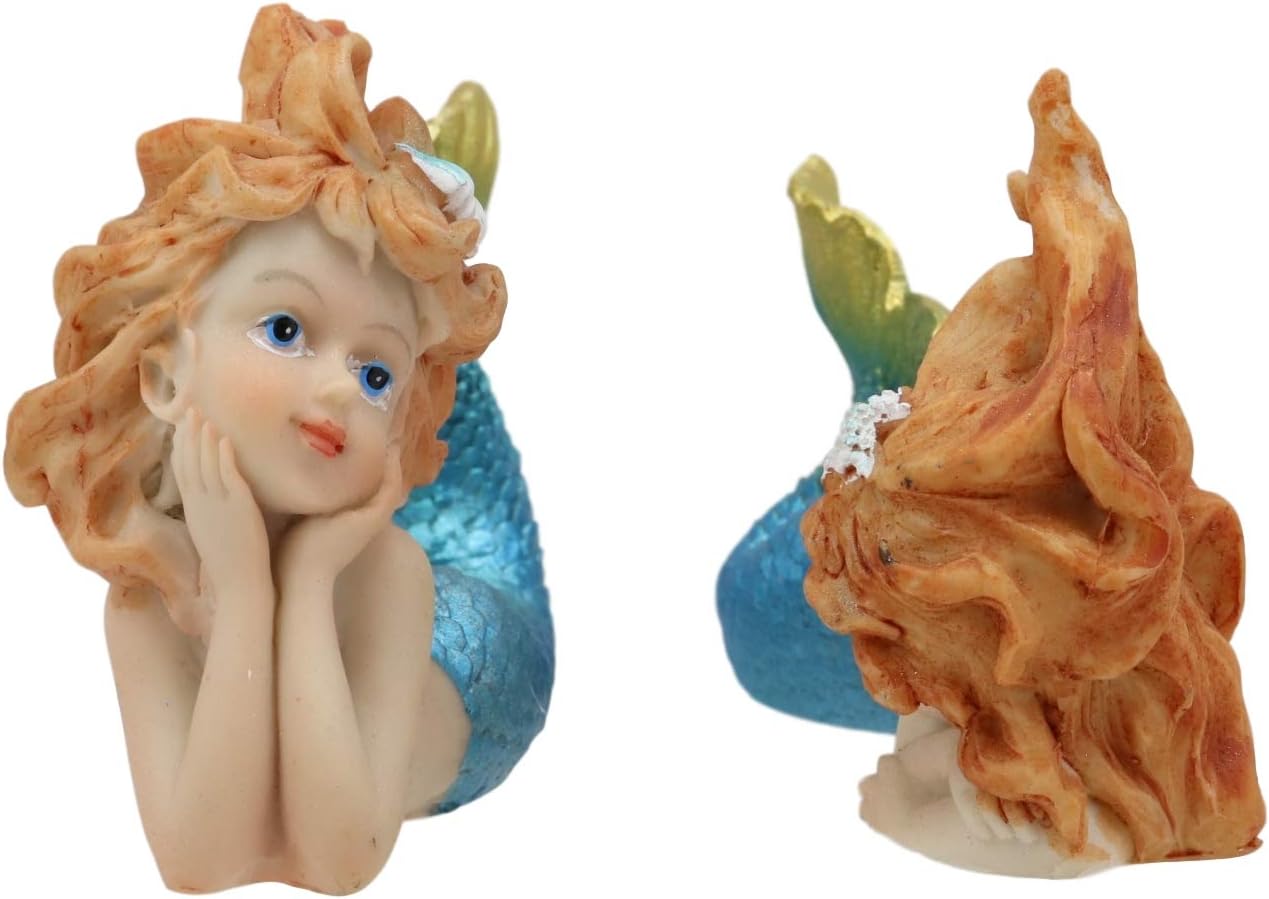 Ebros 4.25" Wide Colorful Nautical Ocean Mermaid Mergirls Under The Sea Miniature Figurines Set of 2 Fantasy Mermaids Sirens of The Seas Figurines Fairy Garden Collectibles