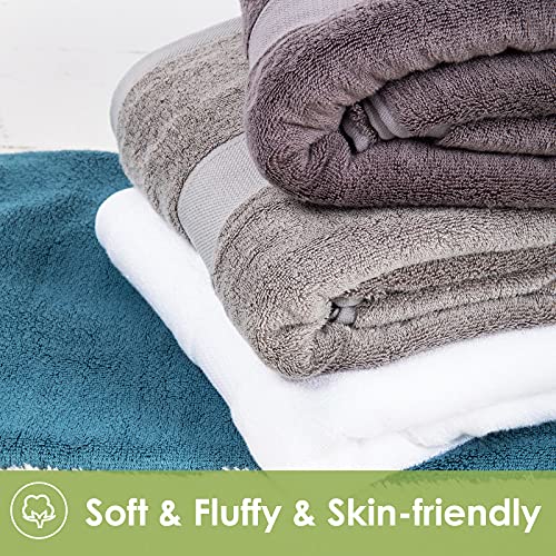 Canfoison Bamboo Bath Towel For Body, 1 Pack Peacock Blue Single Large Bath Towel For Adult Kids Baby Luxury Super Soft Highly Absorbent Bathroom Towels 30" X 54" #TOP6