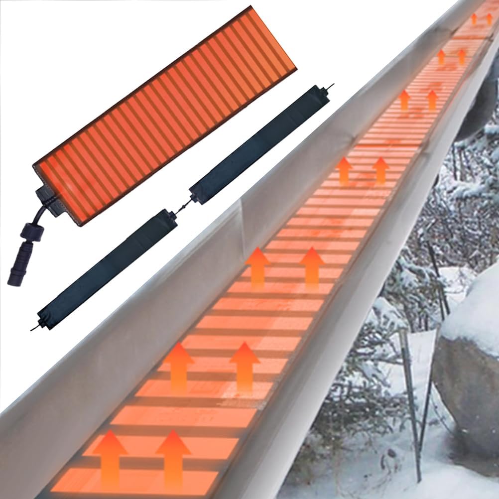 Heated Snow Melting Mat,Graphene Snow Melting Mat for Roof and Gutters Ice Dam Prevention, Non-Slip Heated Outdoor Mats for Walkway Stairs Steps,0.3 * 2.4ft