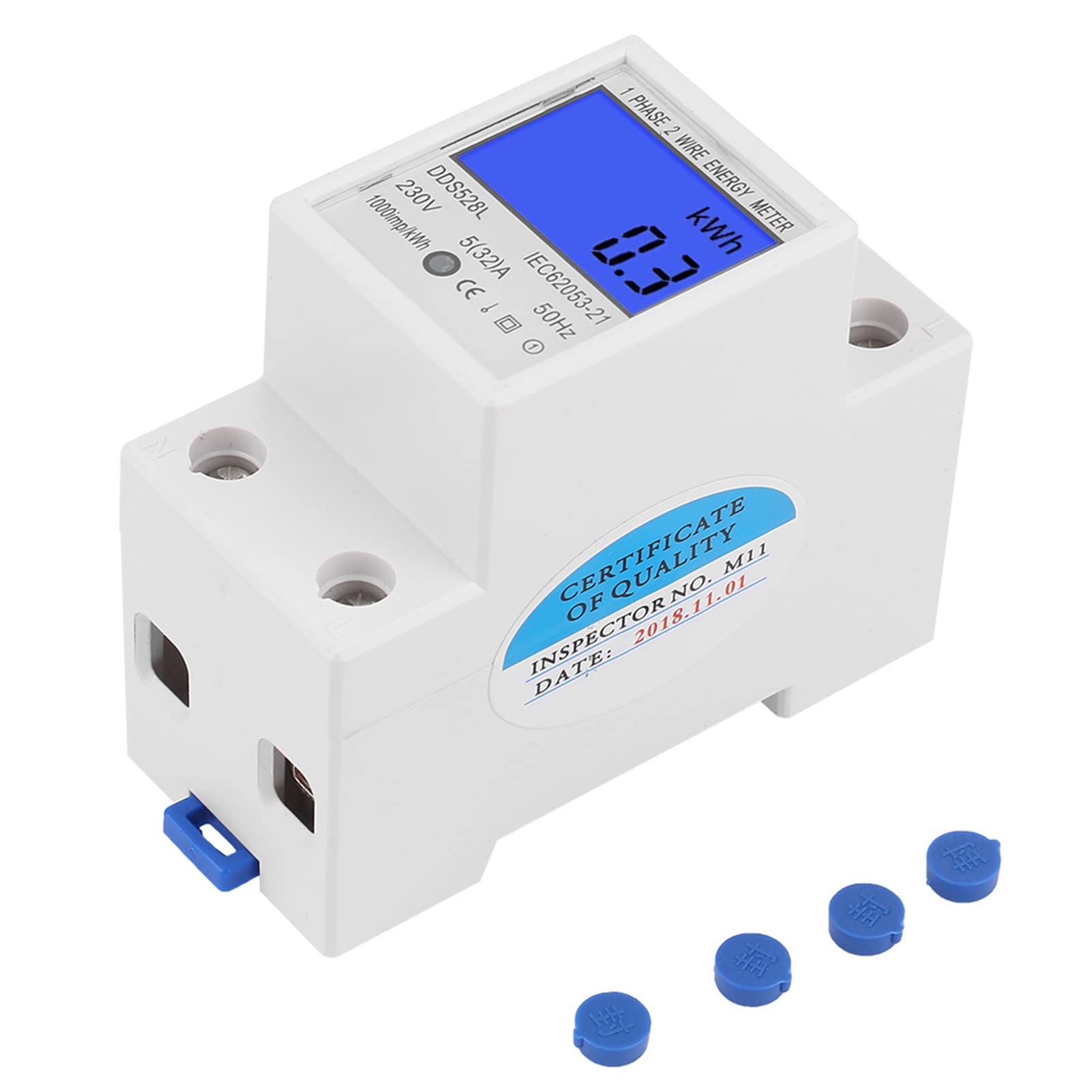 FTVOGUE DDS528L-230V Din-Rail Energy Meter LCD Backlight Single Phase Electronic KWh Meter