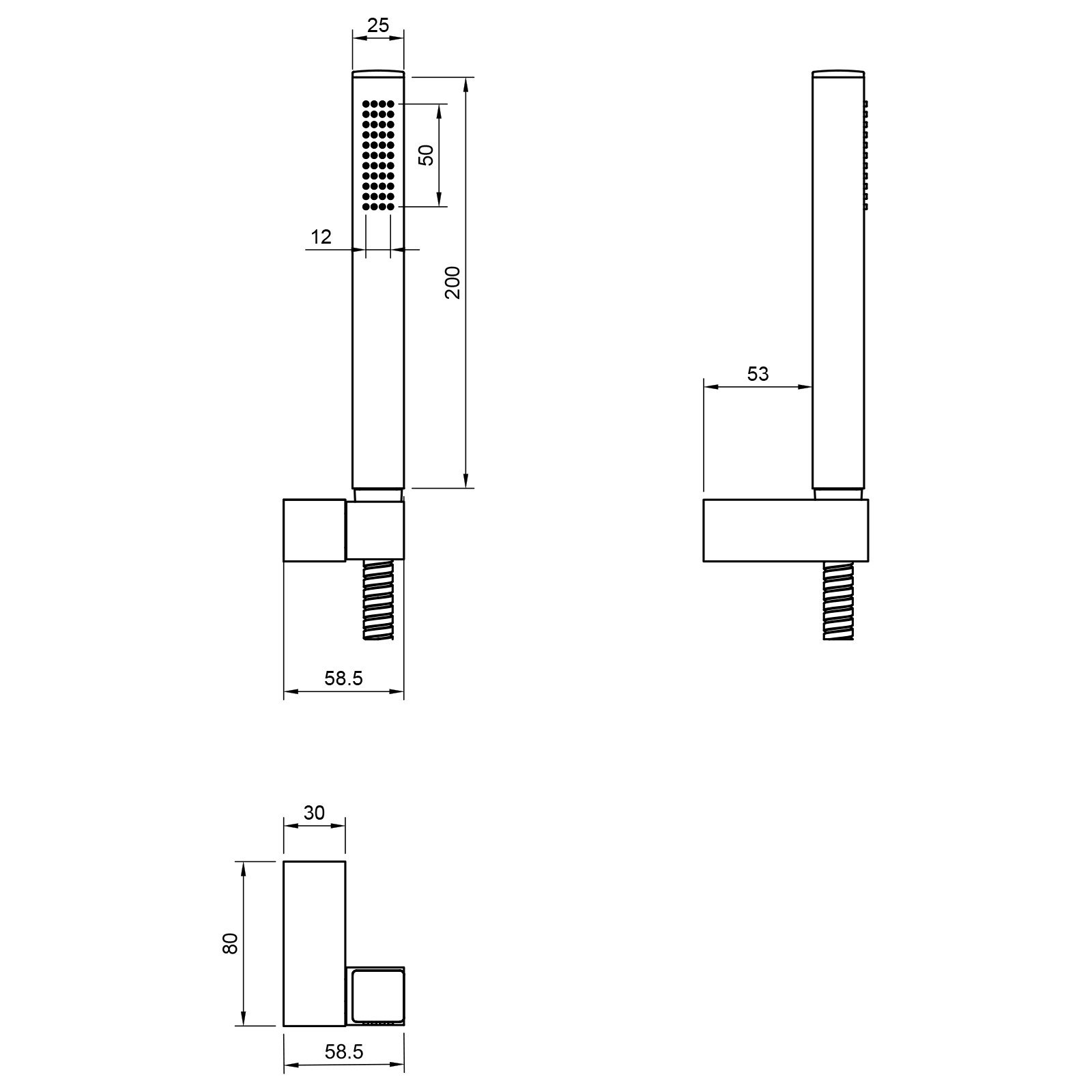 Paul Gurkes – Ducha teléfono de ducha Set rectangular latón – Soporte de ducha Manguera de ducha