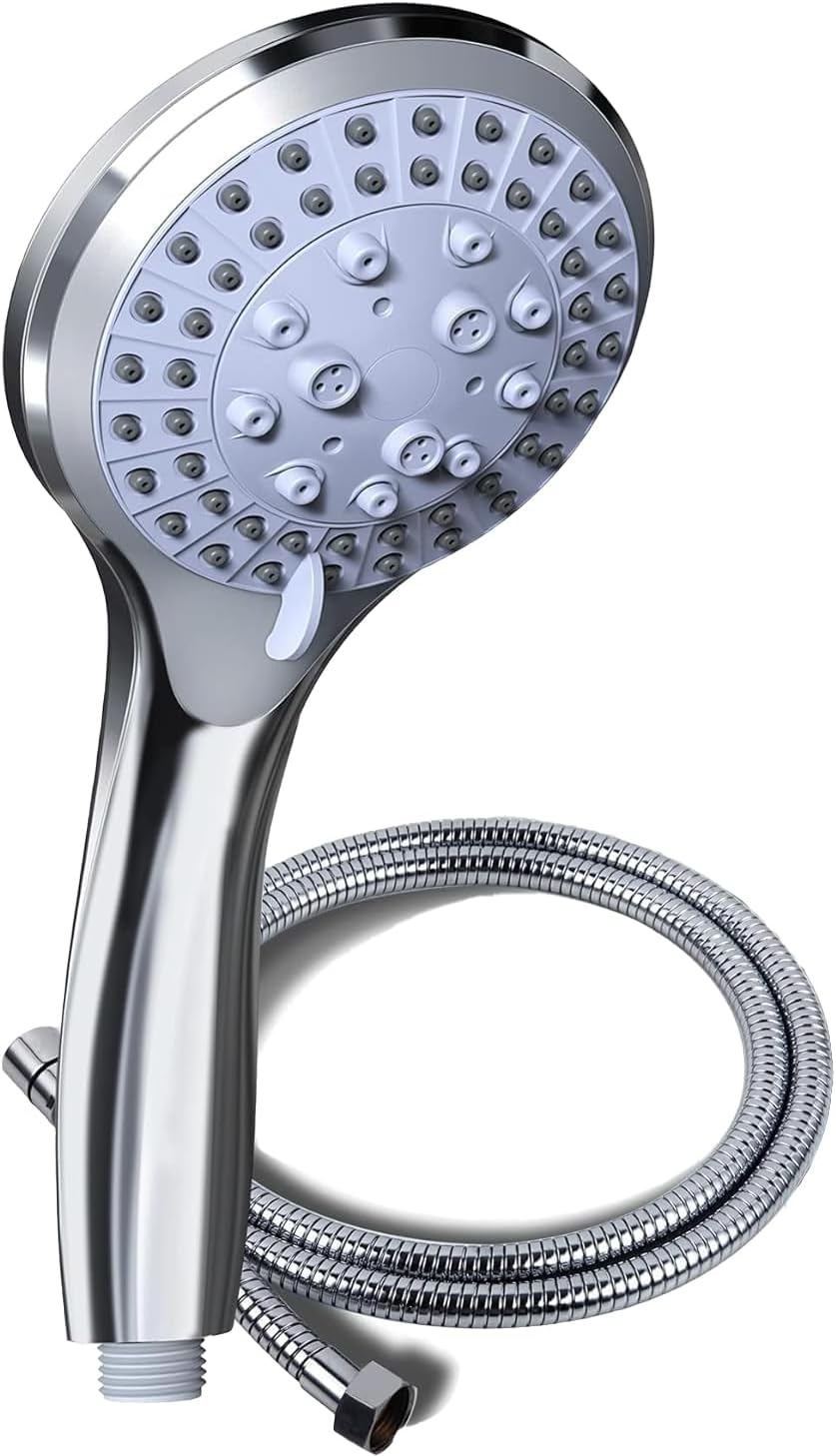 3 in 1 Faucet Handheld Shower Head, High Pressure Hand Shower Heads, Detachable Showerheads, Double-Sided Shower_Silver (Chrome)
