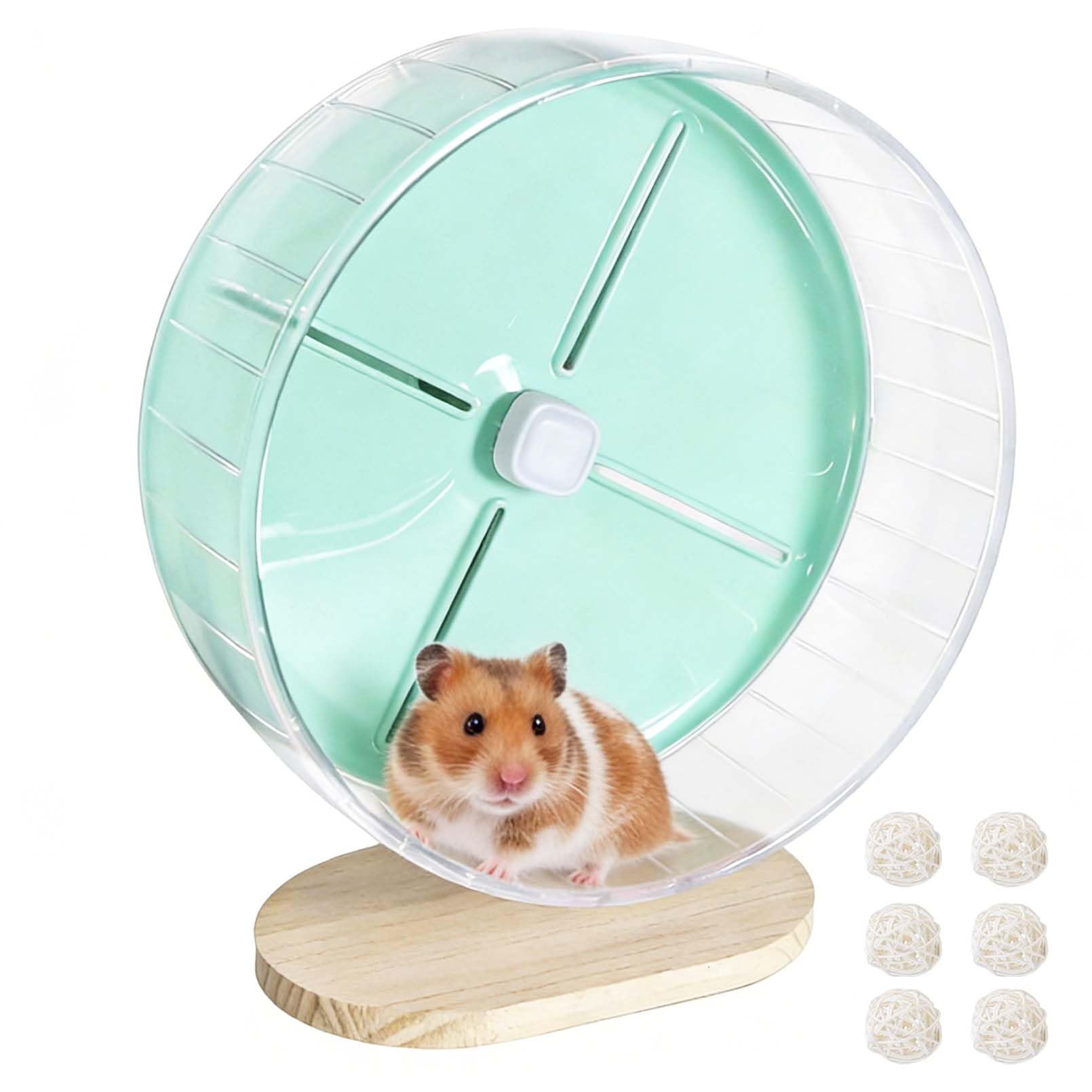 Acsist Silent Hamster Wheel,10.2 Inch Quiet Spinner Syrian Hamster Running Wheel,Anti-Skid & Adjustable Stand for Gerbils, Rats, or Other Small Pets,Green — image 1