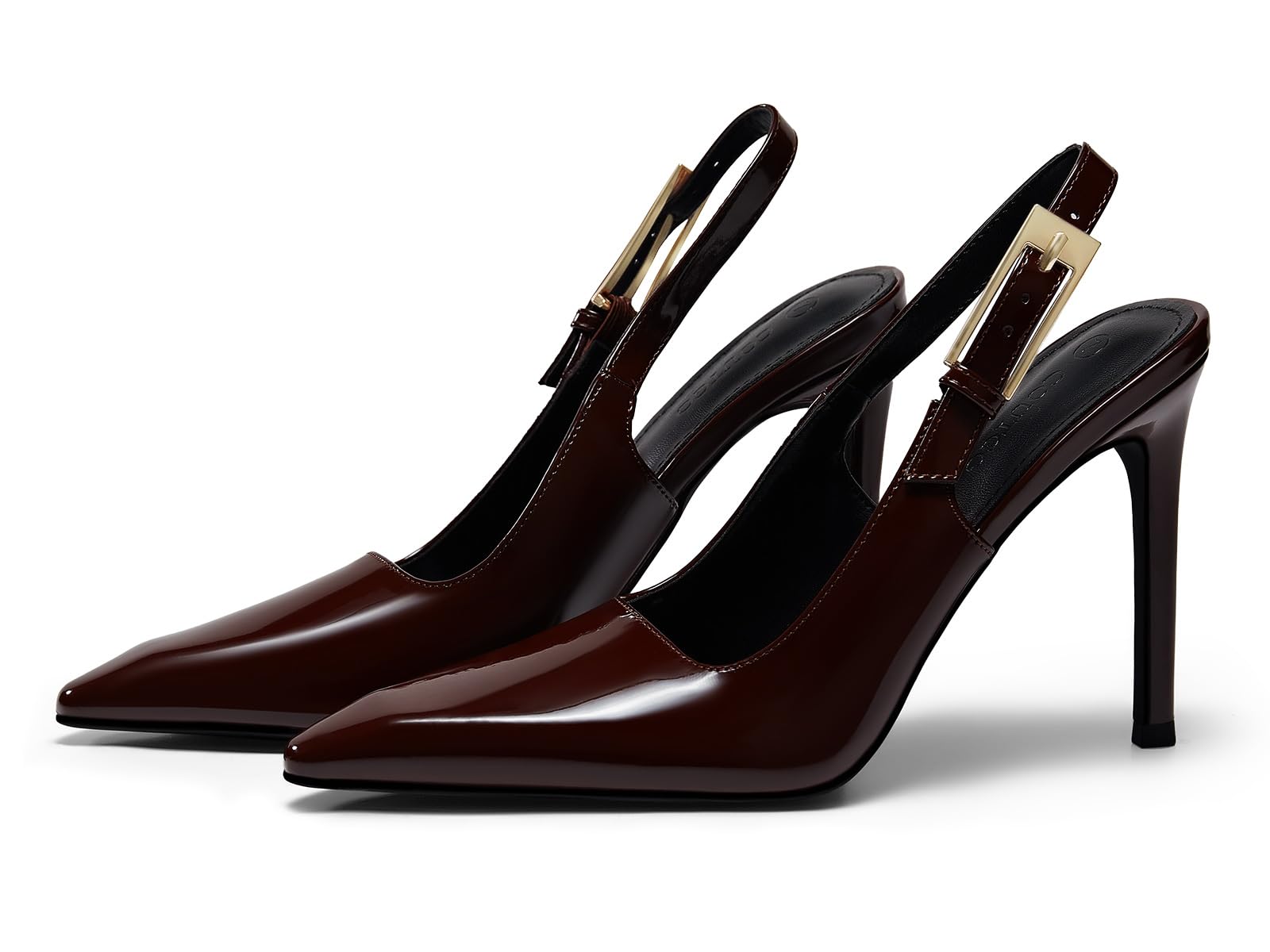 Coutgo Women's Slingback High Heels Pointed Toe Stilettos Metal Buckle Dress Party Pump Shoes