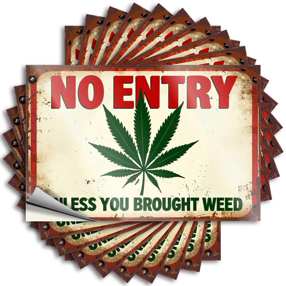 Decal Vintage Home Decor Peel and Stick - No Entry: Bring Weed to Gain Access Cover Lover Waterproof Vinyl for Adult(8X12CM)