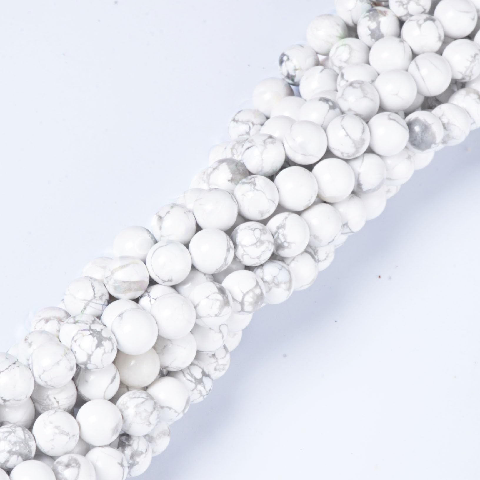 8mm Round White Howlite Natural Stone Beads for Jewellery Making Gemstone Beads for Crafting (45-50Pcs)