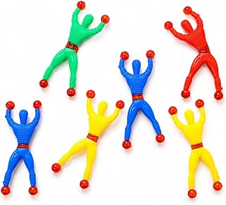 Wall Climbing Sticky Man Action Figures, 5 Pcs Pack Flexible Throwing Toy Set with Red Grip Balls, Random Colour Climber Men Party Return Gifts for Kids Indoor Play