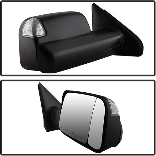 Miniatura 3 de ACANII - Para Dodge Ram 1500 2500 3500 2002-2008 estilo 2009 Juego de espejos telescópicos de remolque con señal LED calentada