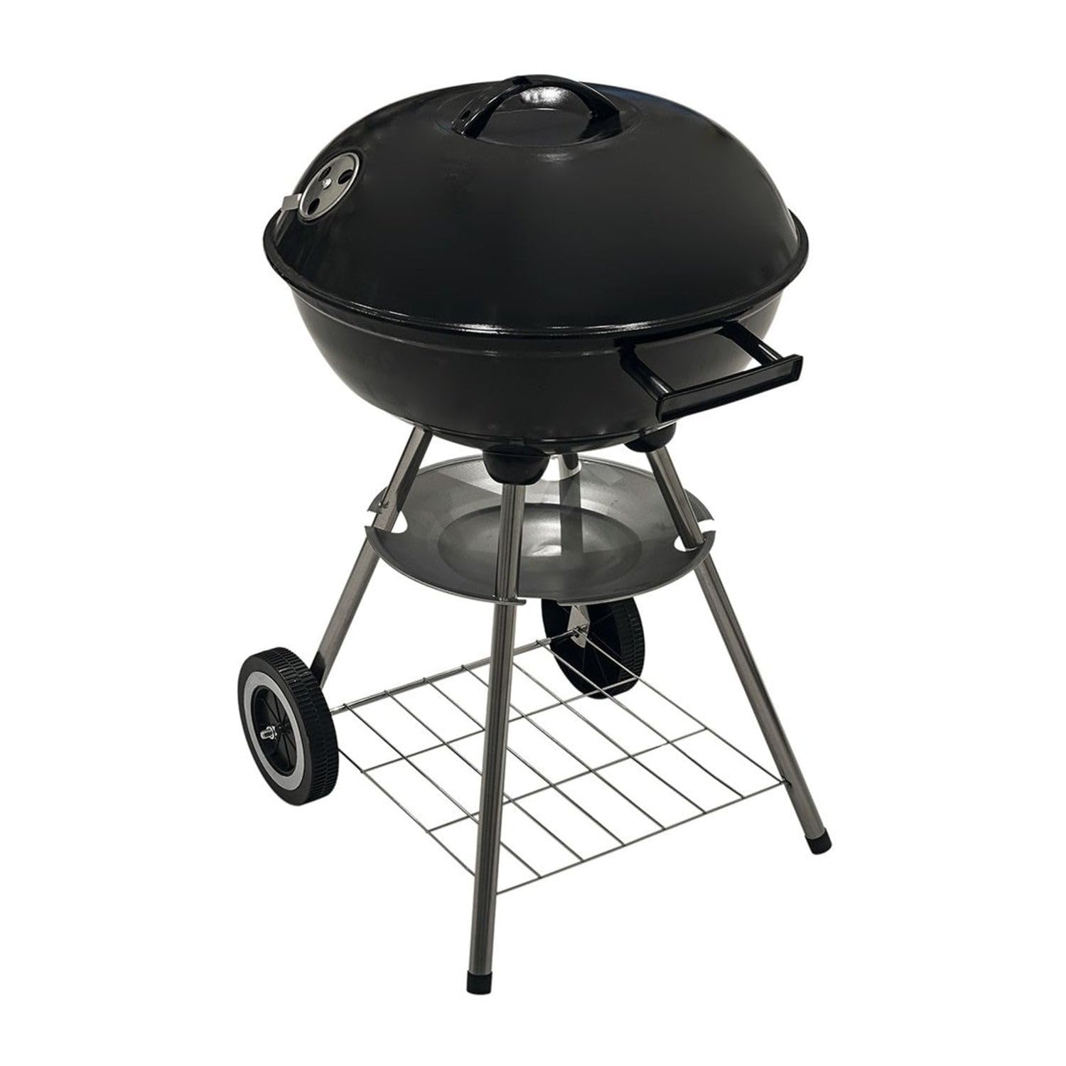 Barbecue au charbon de bois avec roues et grand couvercle de cuisson