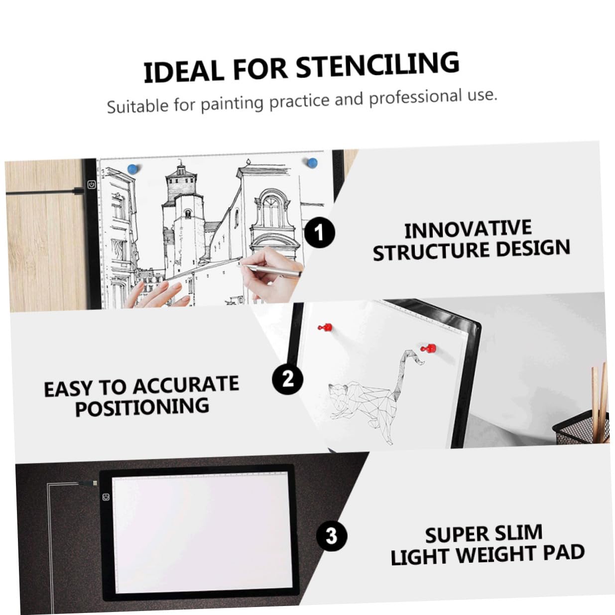 DOITOOL Planche à Dessin Lumineuse A4 en Acrylique avec LED Basse Consommation, Légère et Mince, Équipée de 2 Aimants et D'une Règle pour Embossage et Scrapbooking