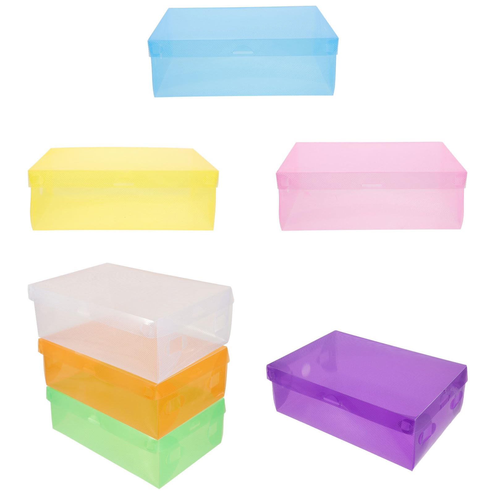 Ciieeo 7Pcs Boxes men and women Box transparent orange Clamshell sneaker box stackable with cover Shoebox pp Organizer shoe box Showcase storage box storage foldable sports shoes