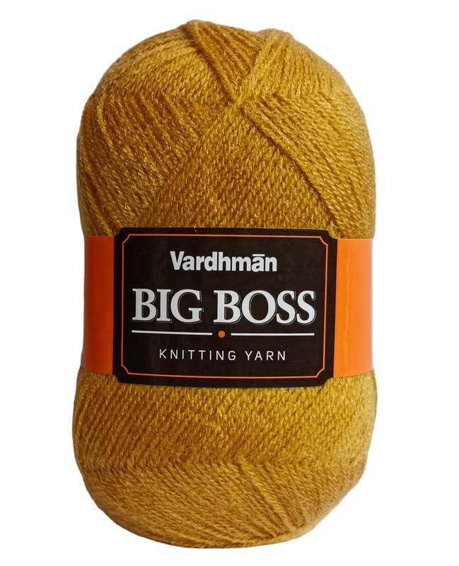 Image of NTGS Vardhman Big boss Wool Hand Knitting Soft Fingering Hank Yarn (1 Ball 200 gram Each) (Mustard Shade no-37, 200 Gram)