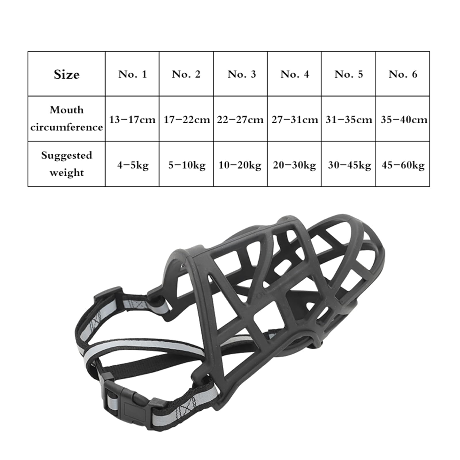 Bozal para Perros, Bozal Transpirable for Perros, bozal for Que Evita mordeduras, Ajustable, diseño de Apertura Frontal, Permite jadear y Beber(Black Reflective Tape,No. 5)
