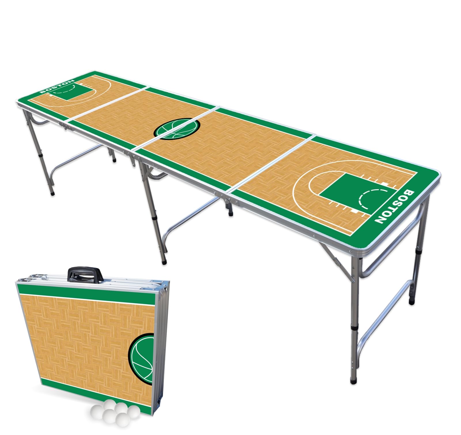 8-Foot Professional Beer Pong Table - Boston Basketball Court
