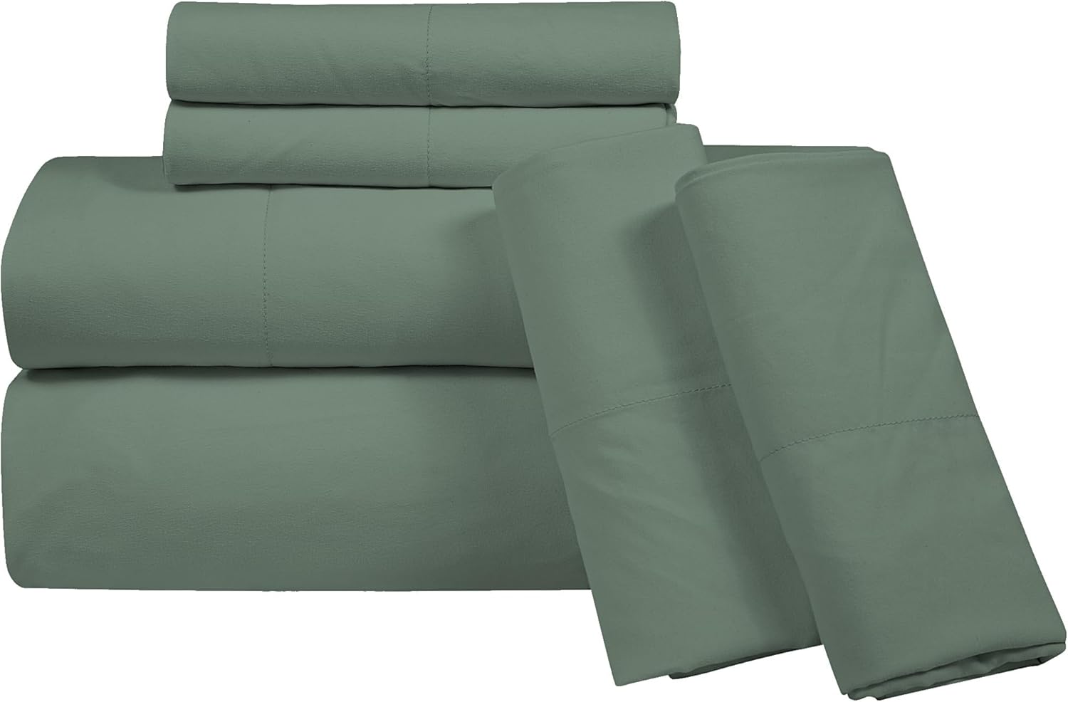 ROYALE LINENS 6 PC Queen Sheets Set - Soft Brushed 1800 Microfiber Bedding - 1 Fitted and 1 Flat Sheet, 4 Pillowcase - Wrinkle Free & Fade Resistant - Hotel Luxury Bed Sheets Set (Green Bay, Queen)