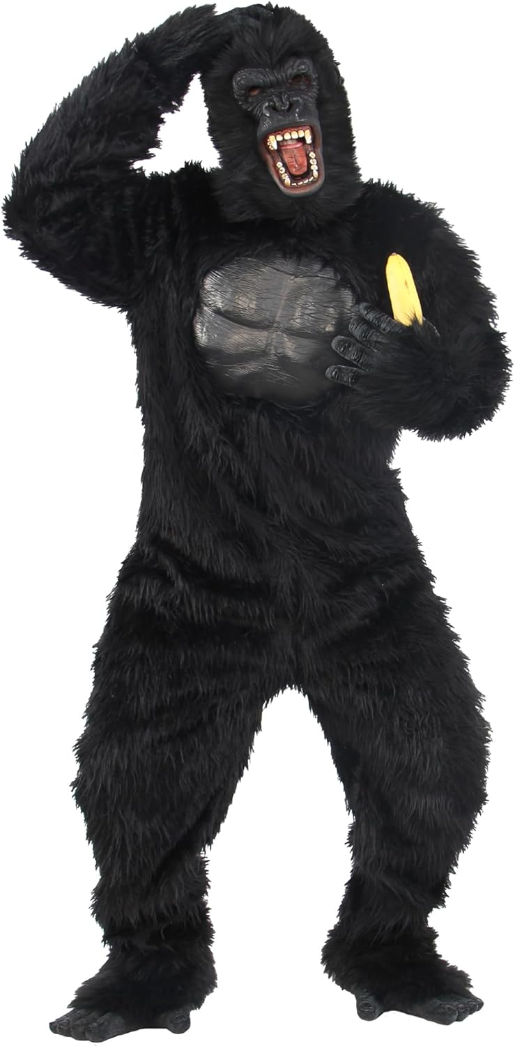 Halloween Gorilla Costume Adult Men Funny Onesie Furry Suit Plus Animal Chimpanzees Costumes Cosplay Party - Image 2