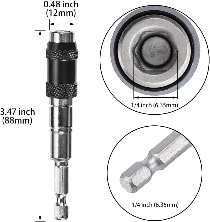 3Pcs Pivoting Bit Tip Holder High Carbon Steel 1/4inch Hex Shank Pivot Screwdriver Bit Holder Magnetic Screw Holder Extender Bendable in 20° for Tight Spaces/Corners