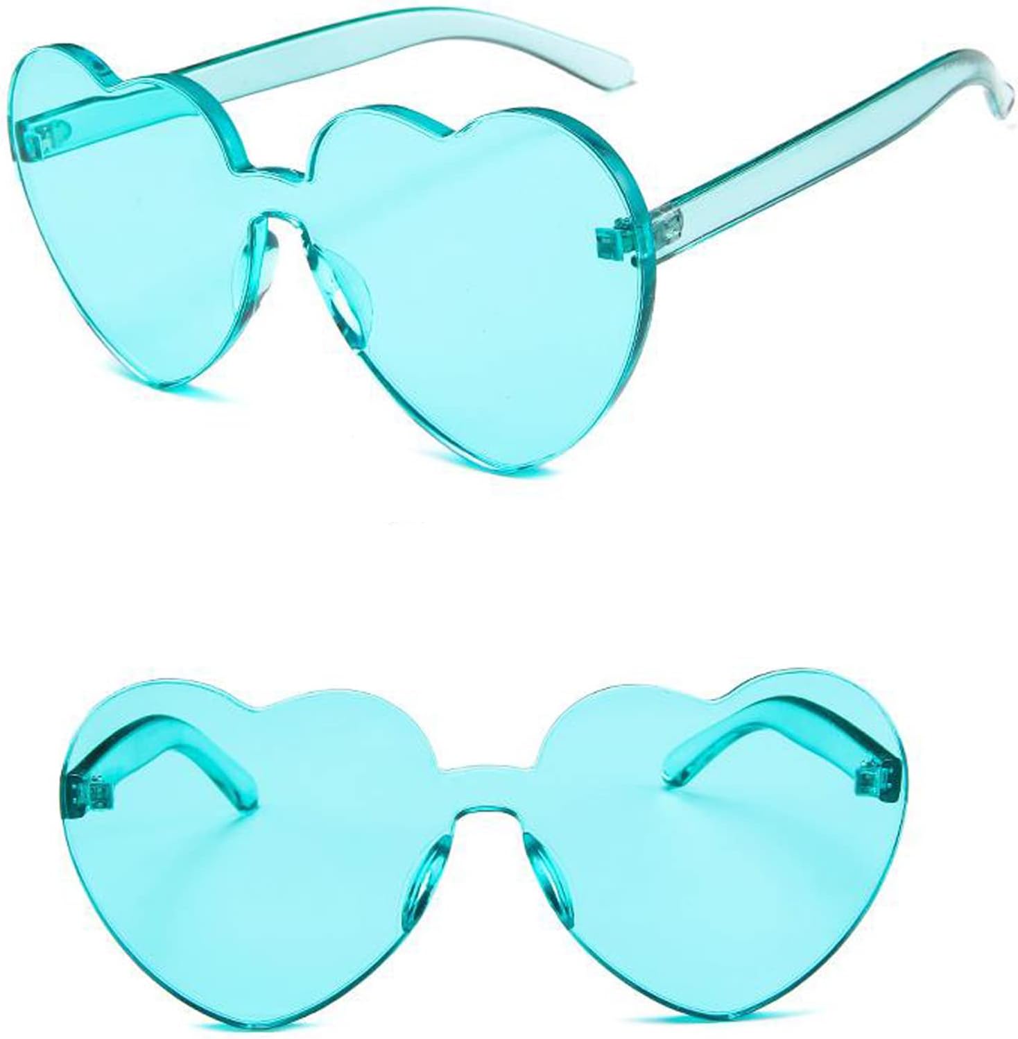 Musltaiy ヨーロッパとアメリカの愛のサングラス透明なゼリーカラーメガネファッションワンピースサングラスパーソナリティハートサングラス ブルー
