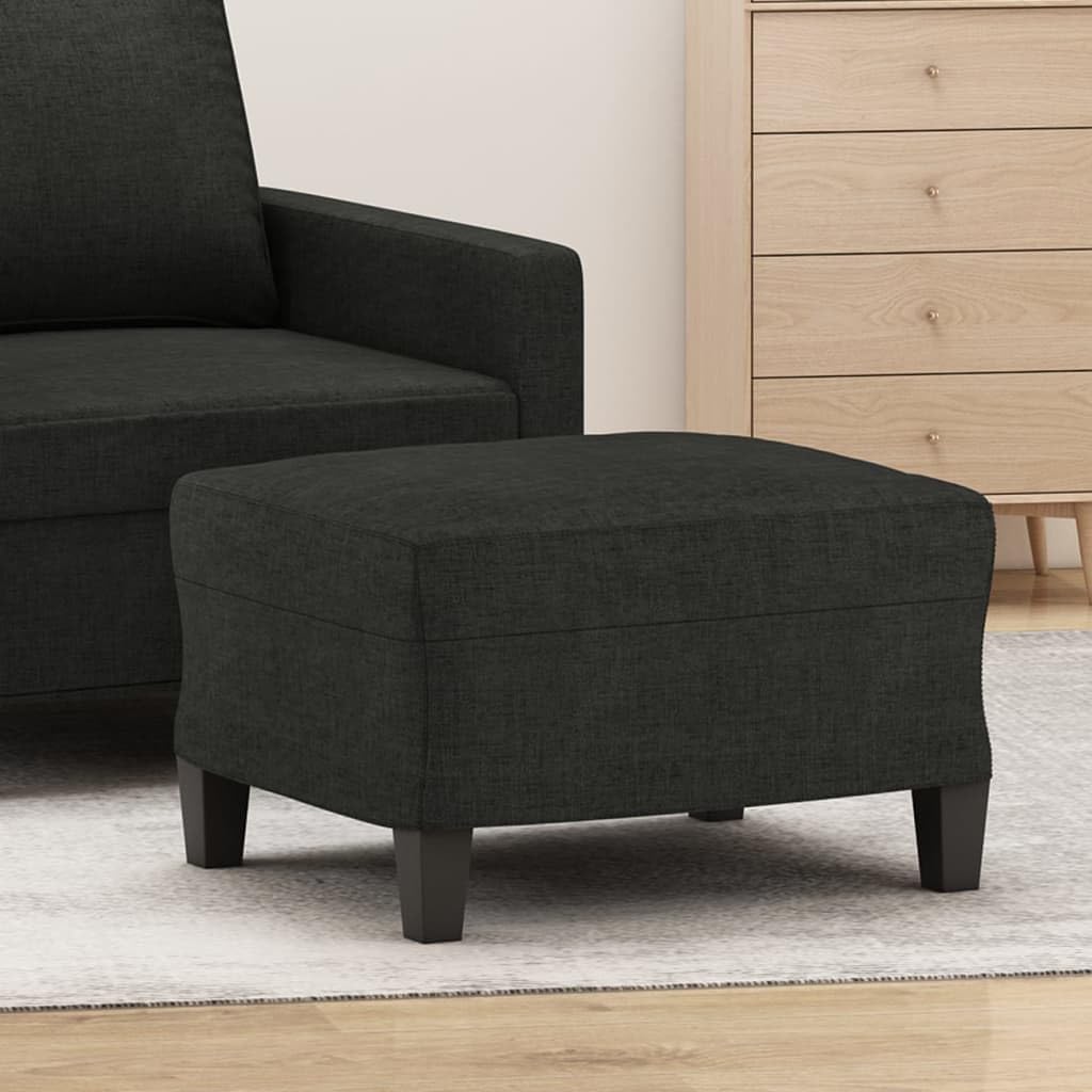Fußhocker Schwarz 60x50x41 cm, Stoffbezug, Beistellhocker für Wohnzimmer, Schlafzimmer, Bequeme Fußablage