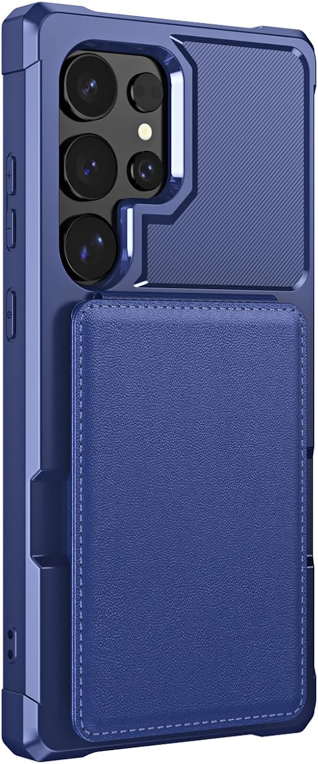 Wallet Case for Samsung Galaxy S26/S26 Plus/S26 Ultra, Shockproof Large Capacity Double Magnetic Clasp Cover, Card Holder Stand Full Body Shell(Blue,S26)