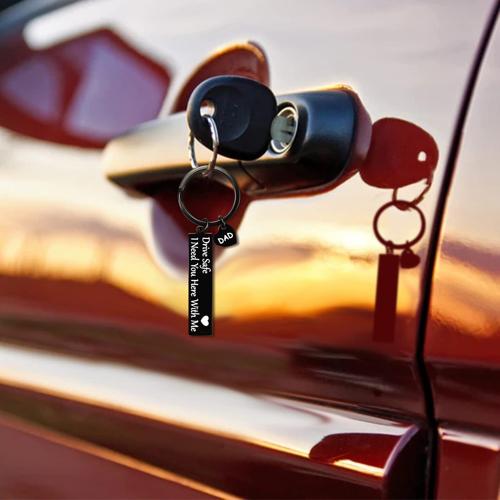 YELUWA Portachiavi Drive Safe Ti amo, ho bisogno di te qui con me Portachiavi regali per fidanzato, marito, papà, regali con scatola